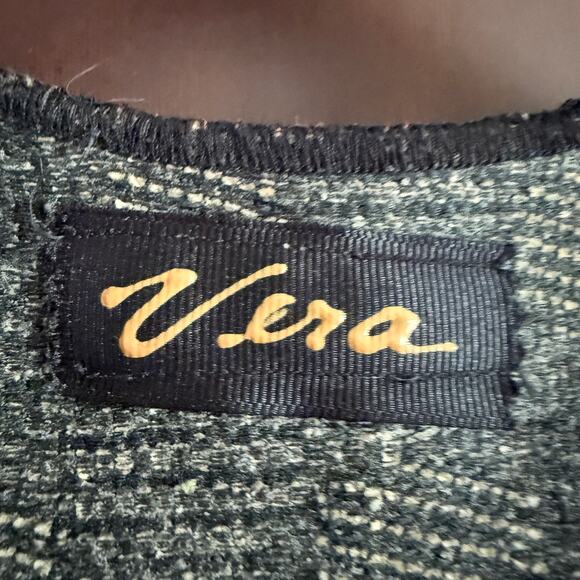 Vintage Vera Taupe and Black Textured Artsy Cropped Kimono Art to wear One Size - Picture 5 of 6